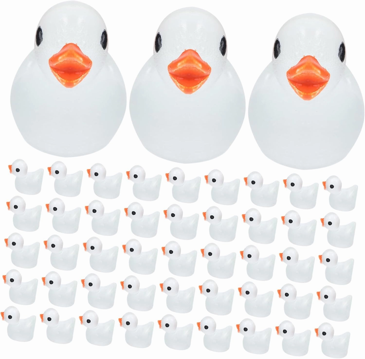 Miniature Light up Ducks Resin Ornaments 100pcs Glow in The Dark Duck Figurines