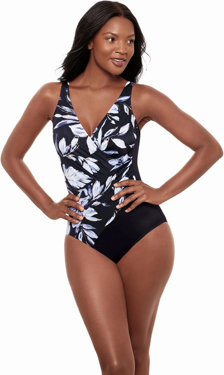 Miraclesuit Women's Swimwear Oceanus Tummy Control V-Neckline Soft Cup One Piece Swimsuit