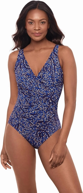 Miraclesuit Women's Swimwear Oceanus Tummy Control V-Neckline Soft Cup One Piece Swimsuit