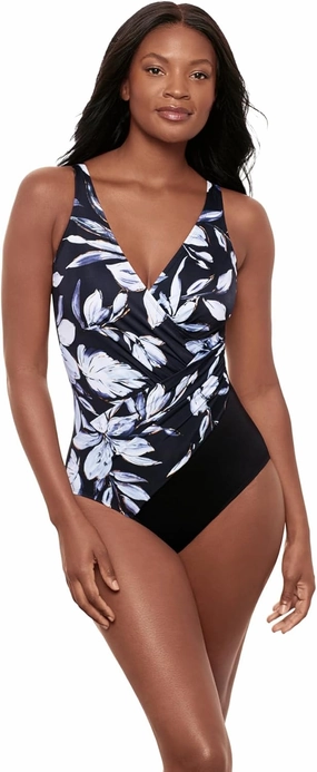 Miraclesuit Women's Swimwear Oceanus Tummy Control V-Neckline Soft Cup One Piece Swimsuit