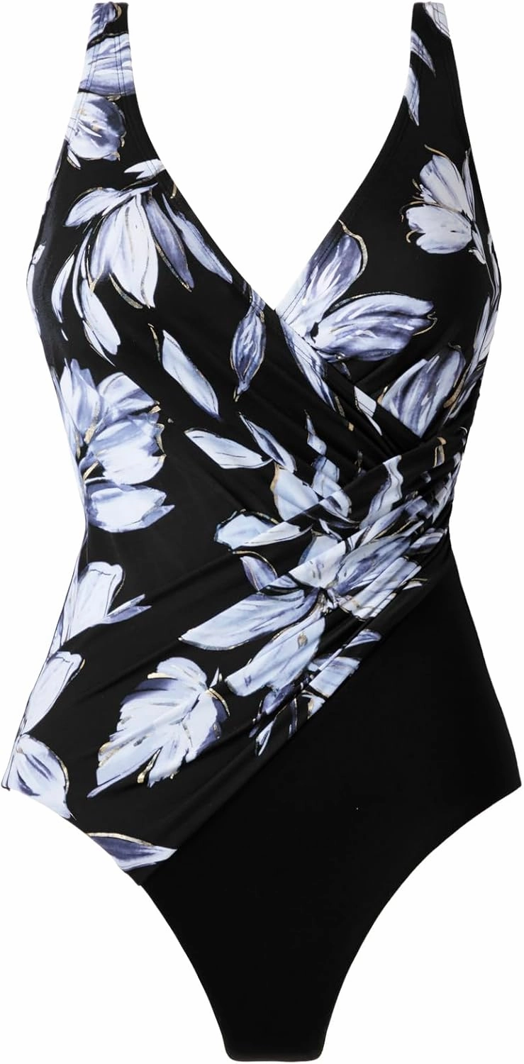 Miraclesuit Women's Swimwear Oceanus Tummy Control V-Neckline Soft Cup One Piece Swimsuit