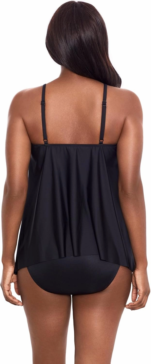 Miraclesuit Women's Swimwear Peephole High Neckline Soft Cup Tankini Bathing Suit Top
