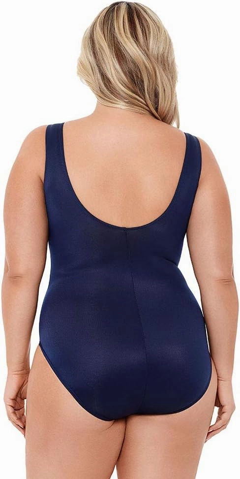 Miraclesuit Women's Swimwear Plus Size Illusionist Palma Tummy Control Soft Cup High Neckline One Piece Swimsuit