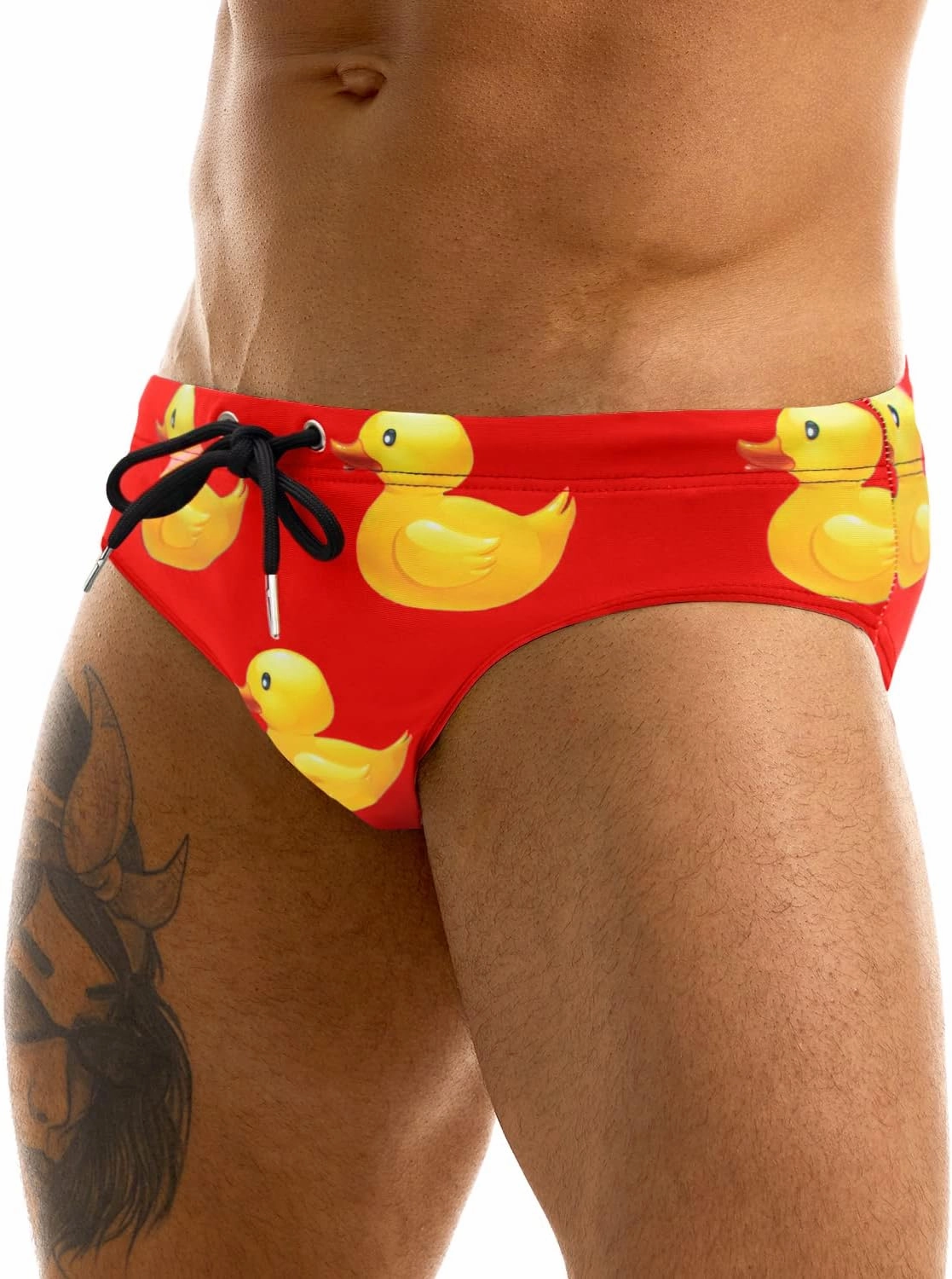 MIZOK Men's Sexy Cartoon Print Swim Bikini Low Rise Surfing Briefs Quick Dry Swimsuit Swimwear Short