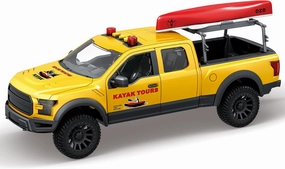 Model Car Pickup Truck with Kayak, Off-Road Vehicle Toy in Yellow, Rescue Vehicle with Removable Boat (Rescue Pickups)