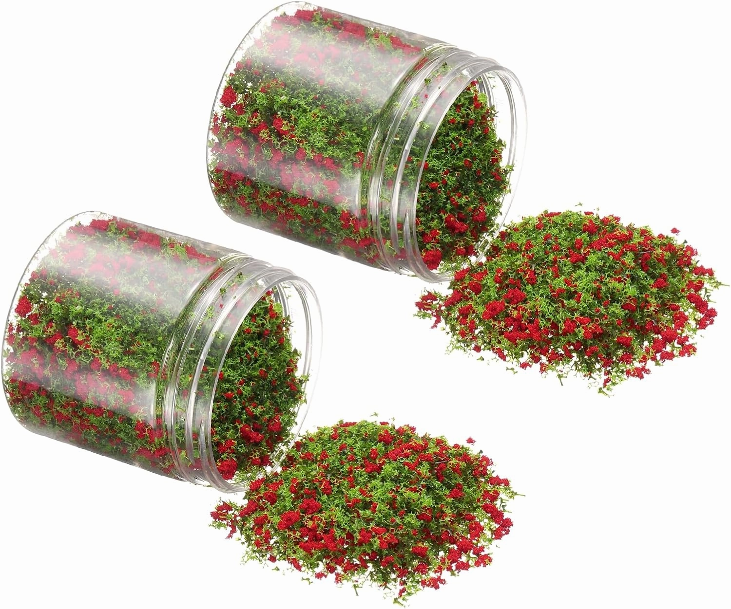 Model Flower Grass, 185ml Capacity, Fake Miniature Flower Grass Tree Plastic Sponge Red - (Applications: DIY Dollhouse Fairy Garden Model Railway Landscape), 2-Pieces