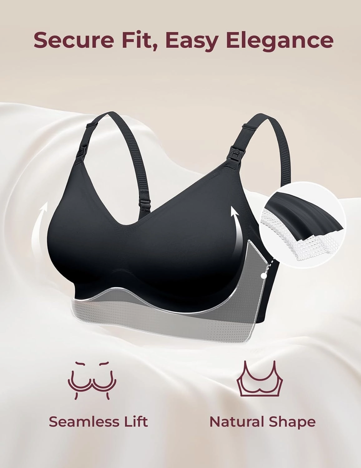 Momcozy Nursing Bras for Breastfeeding, YN21 Seamless Ultra Comfort Maternity Bra, Natural Shape, Pregnancy Sleep Bralette