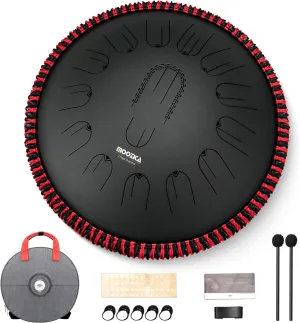 MOOZICA 15 Inch Steel Handpan - C Major 432Hz Tongue Drum with Octave Overtone Design - Professional Percussion Instrument with Carrying Bag