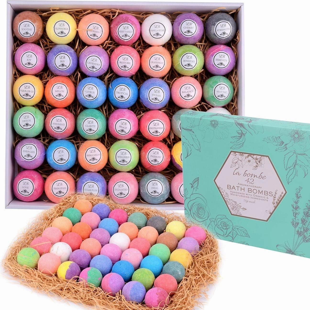 Mothers Day Bath Bomb Gift Set - 42 Moisturizing Bath Bombs for Women & Men! Birtday Gift Bath Bombs Ideal Gift Set! 100% Natural, Sulfate & Paraben Free