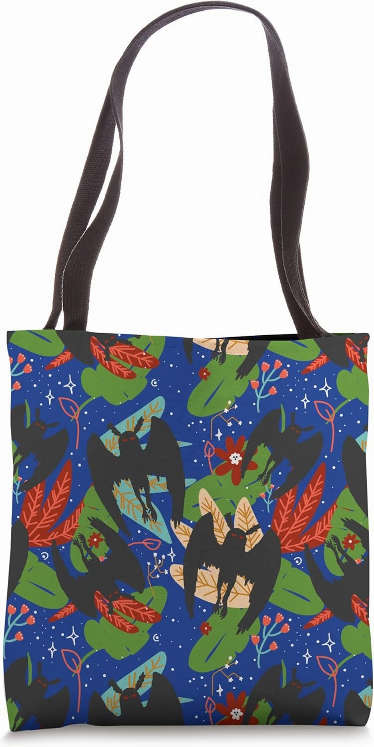Mothman Tropical Pattern Folklore Cryptid Cryptozoology Myth Tote Bag