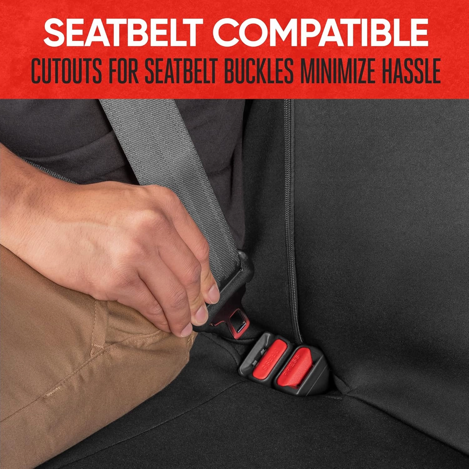 Motor Trend AquaShield Waterproof Gray Rear Split Bench Seat Covers for Trucks Rear Seat Cover Only - Black Car Seat Covers, Back Seat Covers Only - Durable Neoprene Spill Resistant for Kids & Dogs