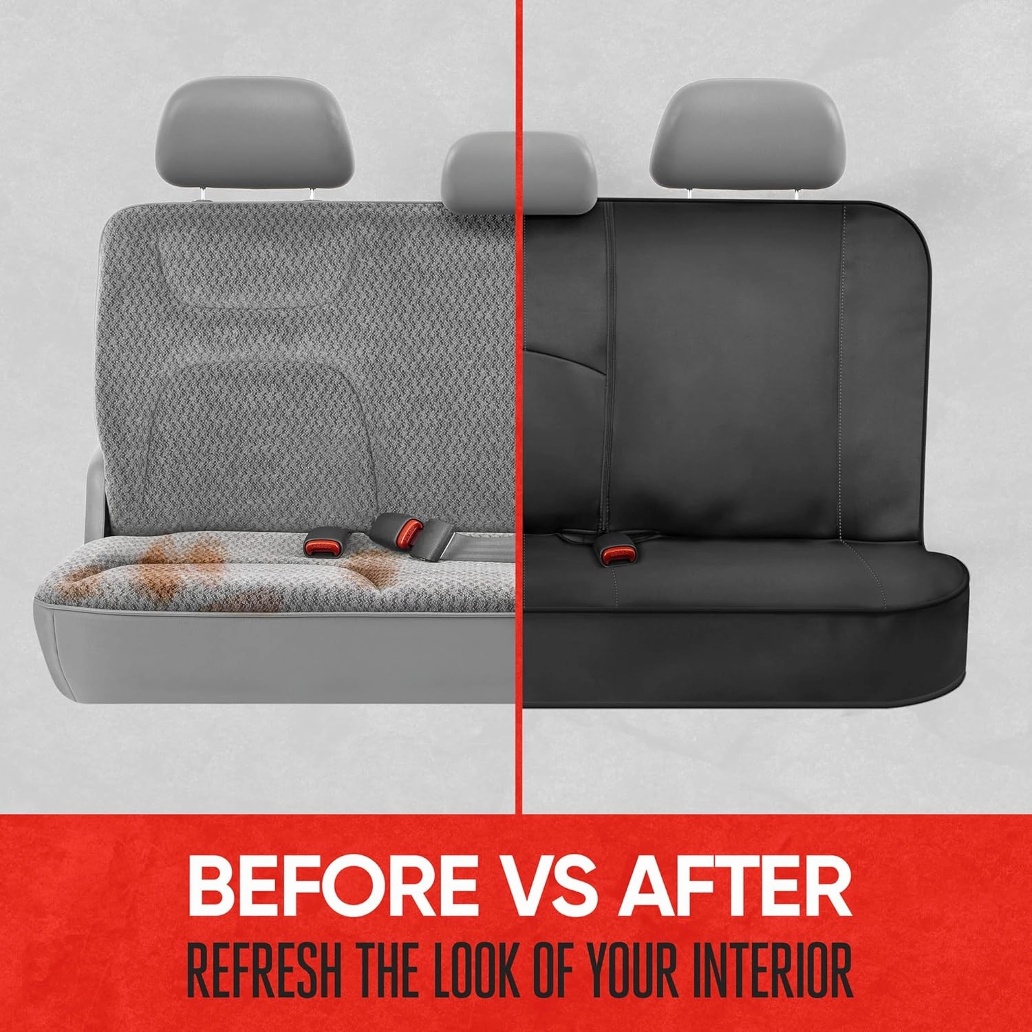 Motor Trend SpillGuard Neoprene Rear Seat Protector - Waterproof Bench Cover for Cars With Gray Stitching, Padding for Kids & Dogs