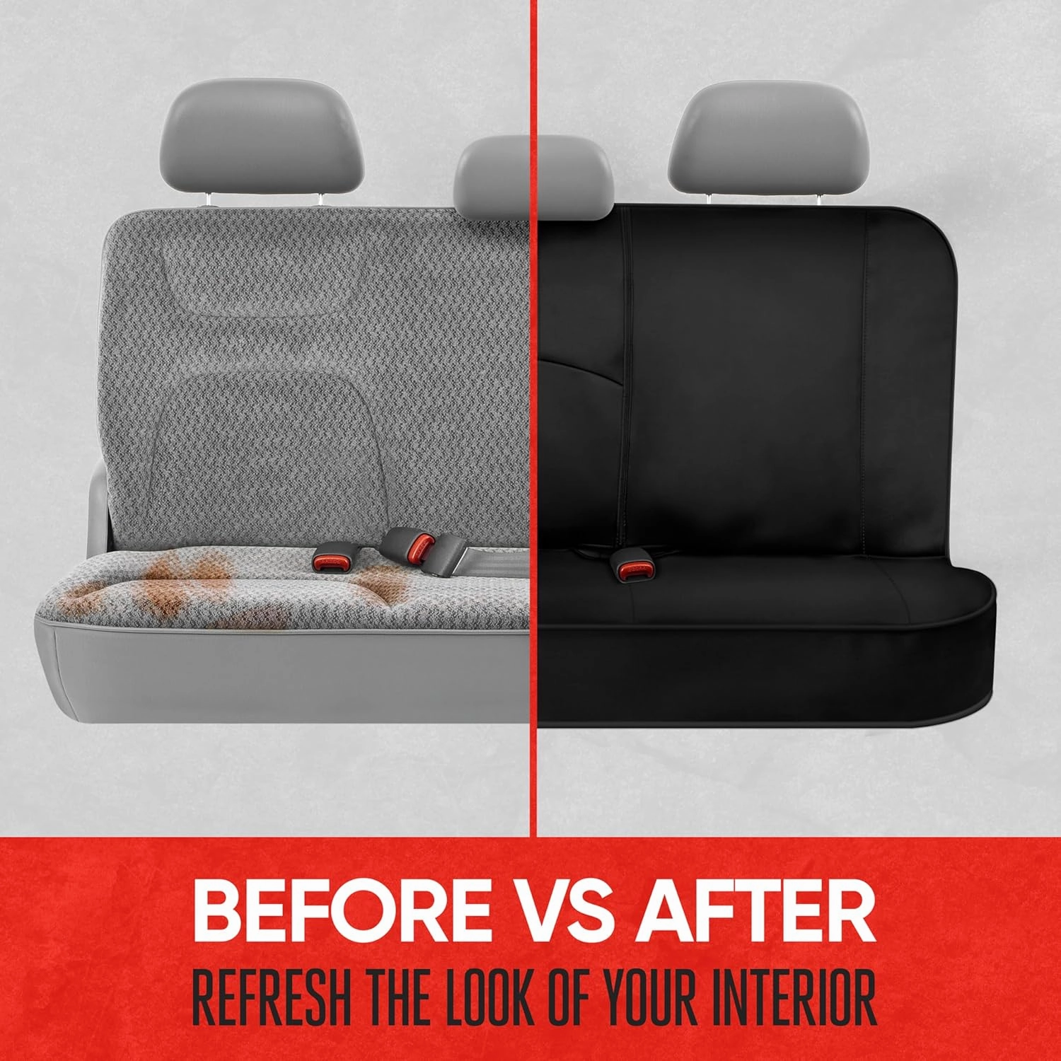 Motor Trend SpillGuard Waterproof Rear Split Bench Seat Covers for Trucks Rear Seat Cover Only - Black Car Seat Covers, Back Seat Covers Only - Durable Neoprene Spill Resistant for Kids & Dogs