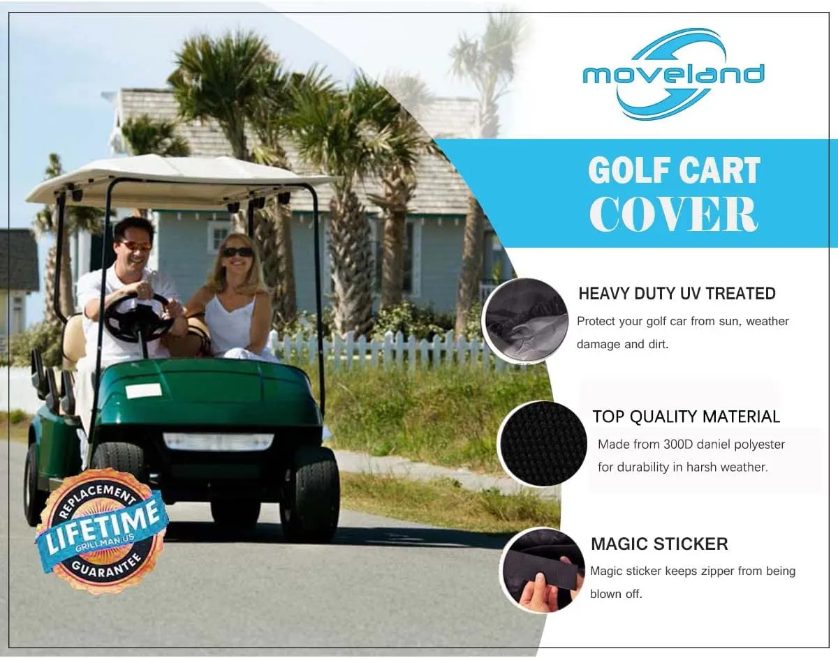 moveland 6 Passenger Golf Cart Storage Cover Compatible with E Z GO, Club Car, Yamaha - Dustproof & Durable
