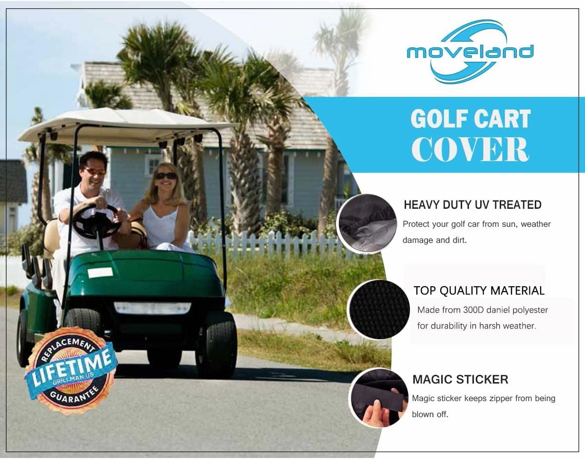 moveland 6 Passenger Golf Cart Storage Cover Compatible with E Z GO, Club Car, Yamaha - Dustproof & Durable
