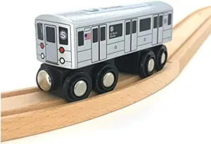 MUNI PALS Munipals New York City Subway Wooden Railway (A Division/IRT) S Train/42 St Shuttle–Child Safe and Tested Wood Toy Train