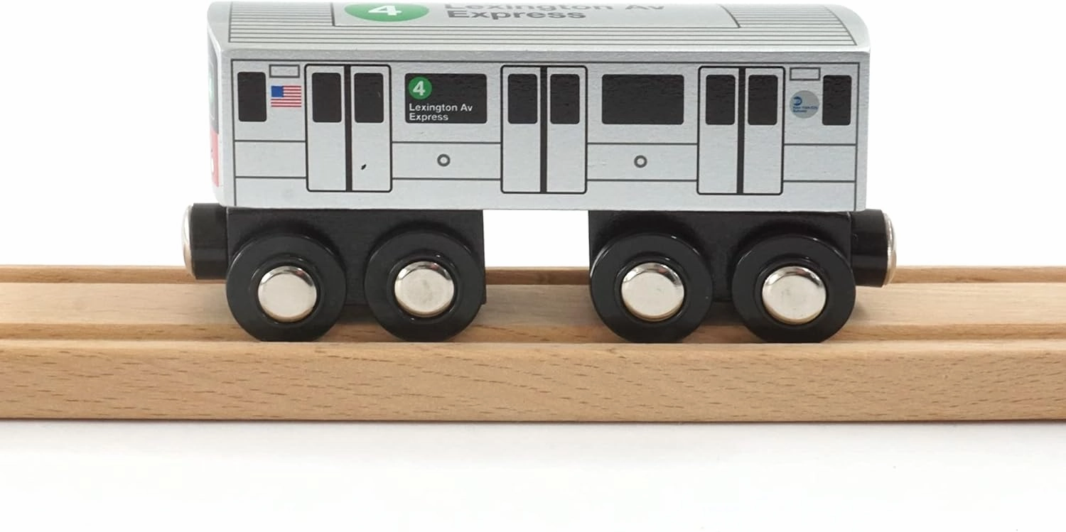 MUNI PALS Munipals New York City Subway Wooden Railway (A Division/IRT) 4 Train/Lexington Av Express–Child Safe and Tested Wood Toy Train