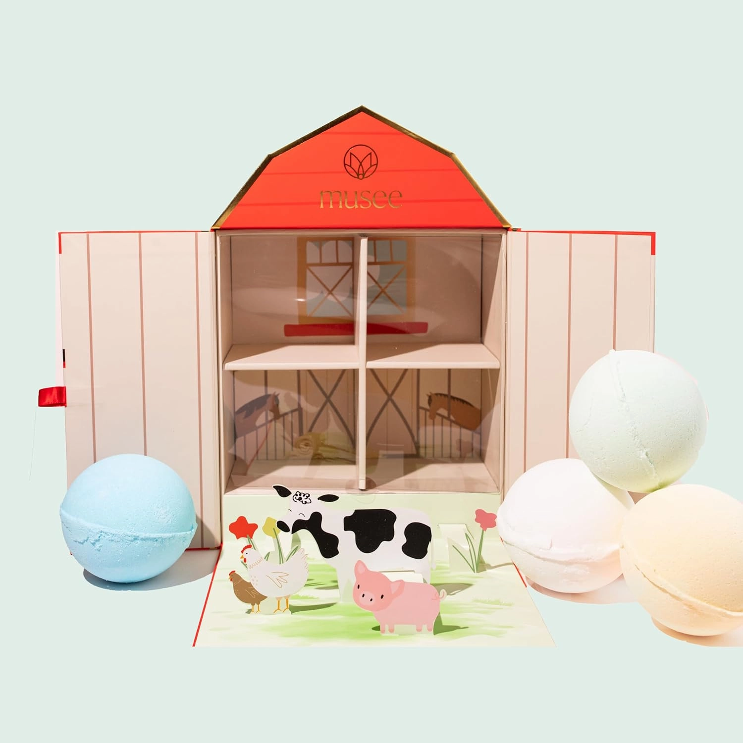 Musee On The Farm Bath Balm Set | Handmade in USA | Paraben-Free | Sulfate-Free | 4 Bath Balms with Surprise Farm | Ideal Gift for all | Vegan & Cruelty-Free