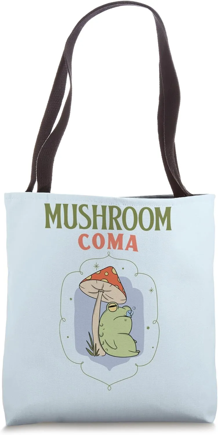 Mushroom Coma Funny Frog Tote Bag