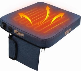 MYDAYS Portable Heated Seat Cushion, Memory Foam Heating Seat Pad for Outdoor Stadium Bleacher Camping, Power Bank Not Included（Blue）