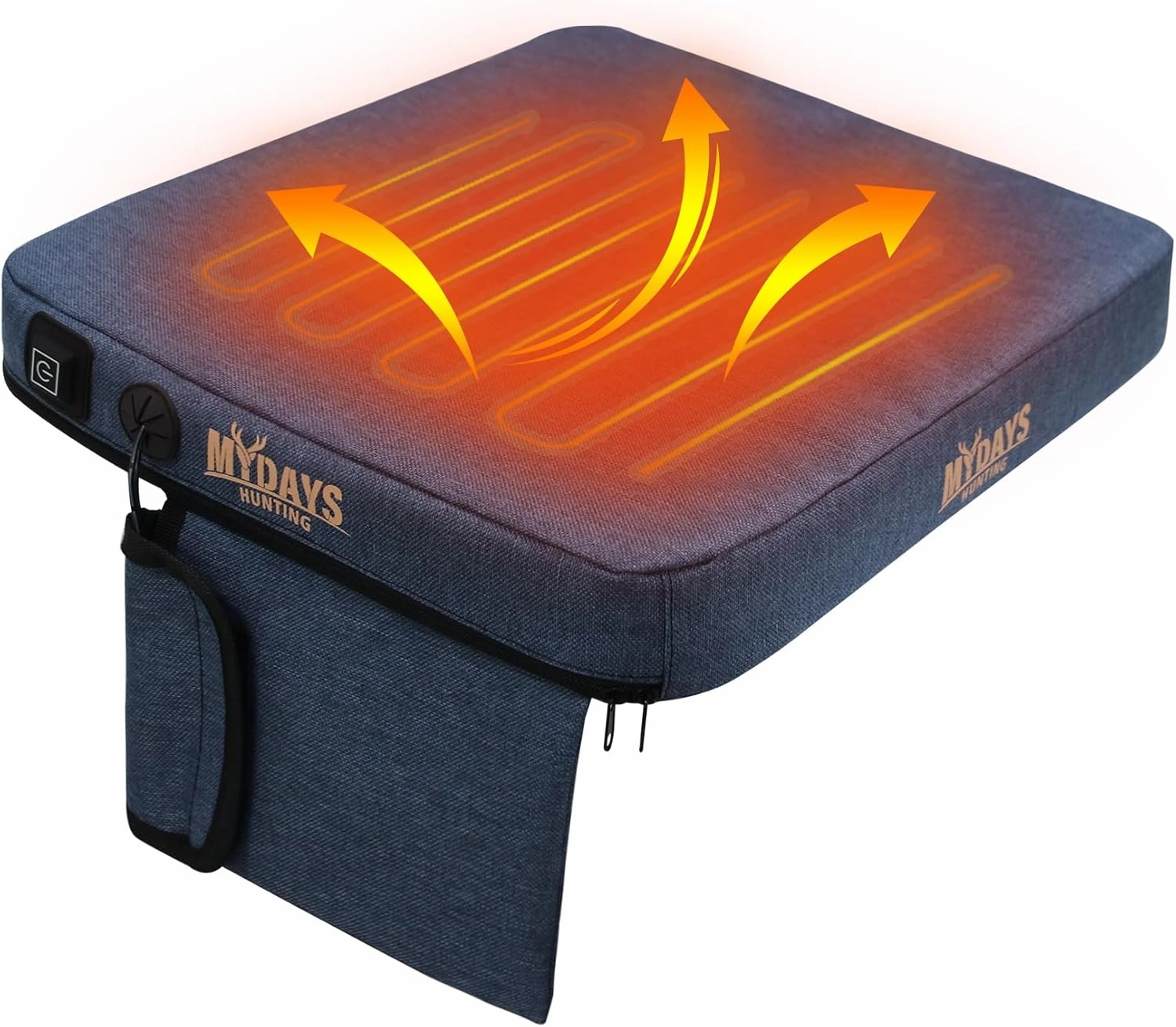 MYDAYS Portable Heated Seat Cushion, Memory Foam Heating Seat Pad for Outdoor Stadium Bleacher Camping, Power Bank Not Included（Blue）