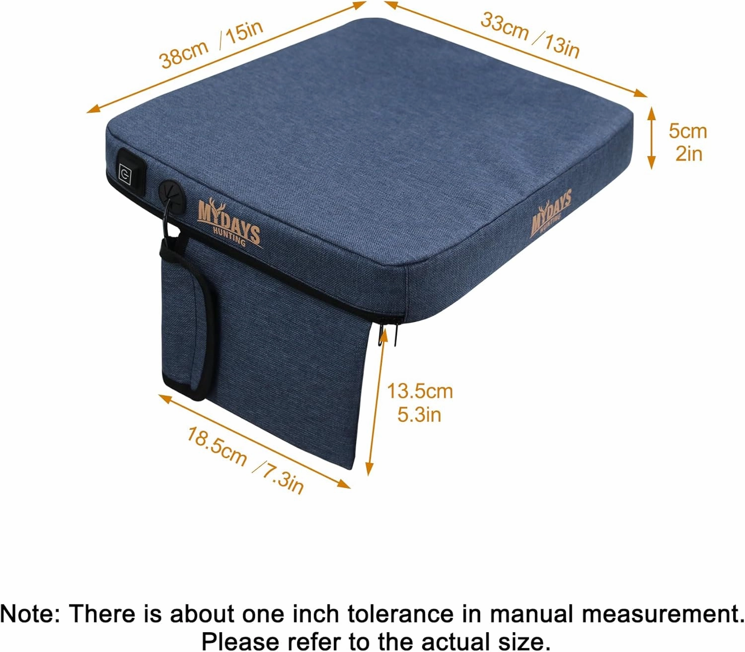 MYDAYS Portable Heated Seat Cushion, Memory Foam Heating Seat Pad for Outdoor Stadium Bleacher Camping, Power Bank Not Included（Blue）