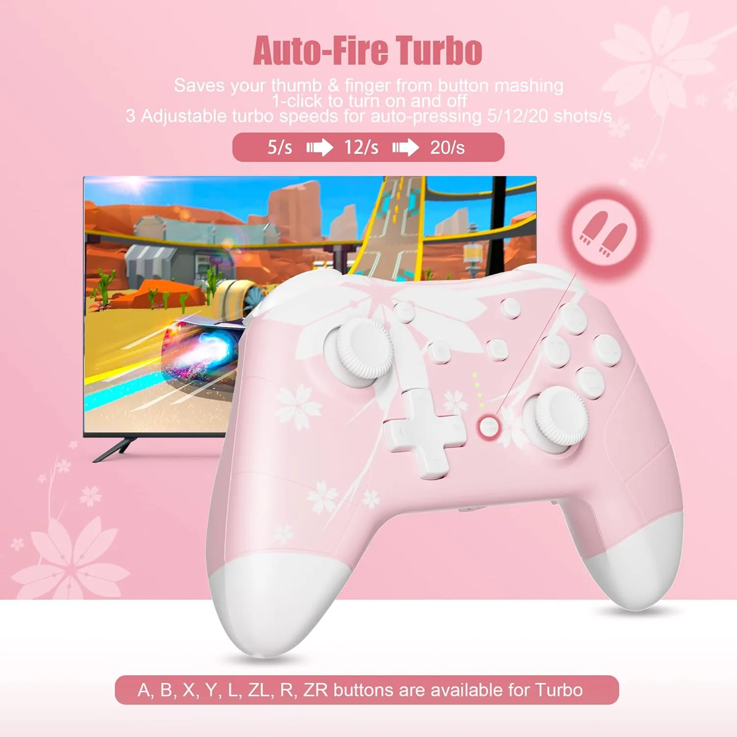 Mytrix Wireless Controller for Windows PC iOS Android Steam Deck, Bluetooth Controller with Programmable Buttons, Turbo & Vibration - Pink