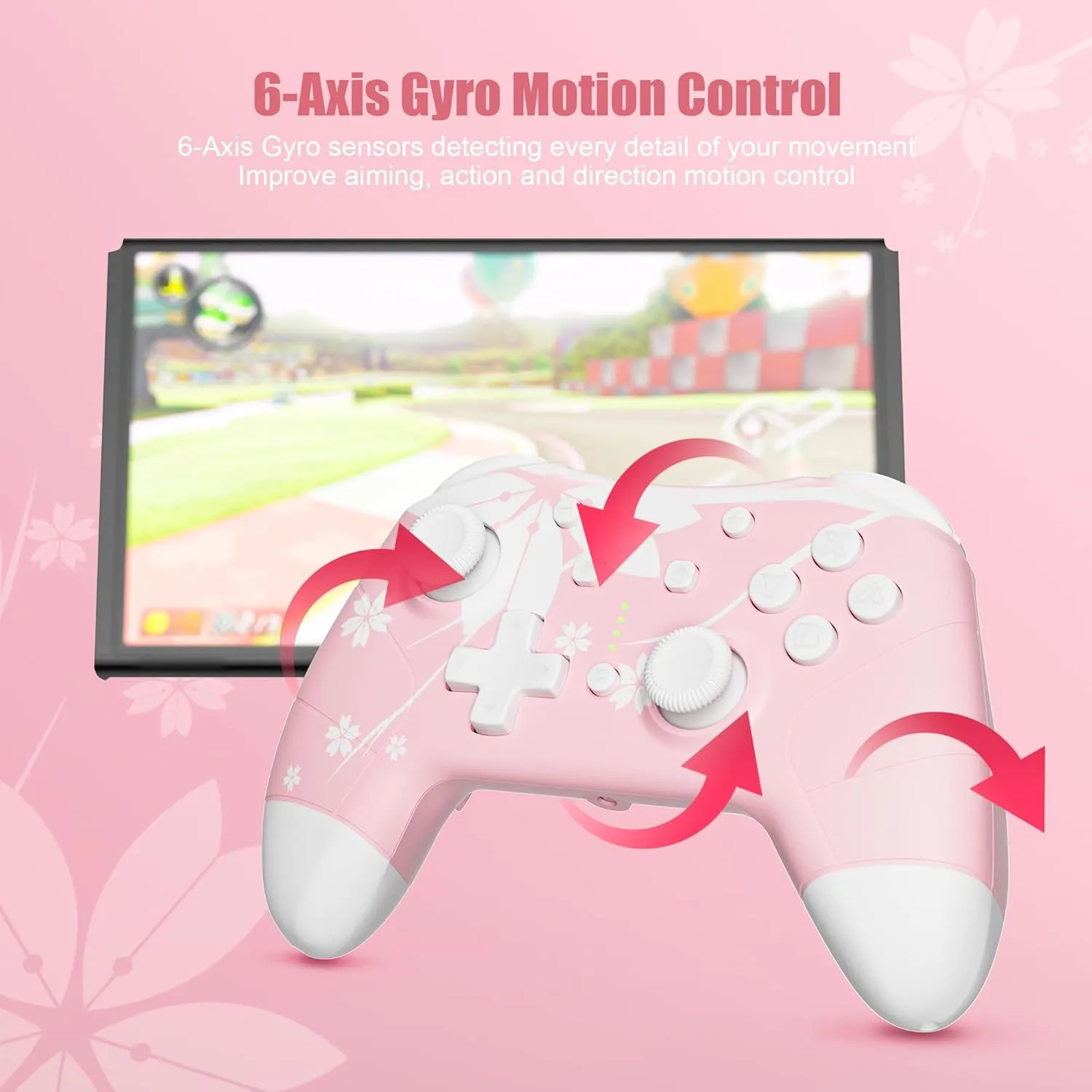 Mytrix Wireless Controller for Windows PC iOS Android Steam Deck, Bluetooth Controller with Programmable Buttons, Turbo & Vibration - Pink