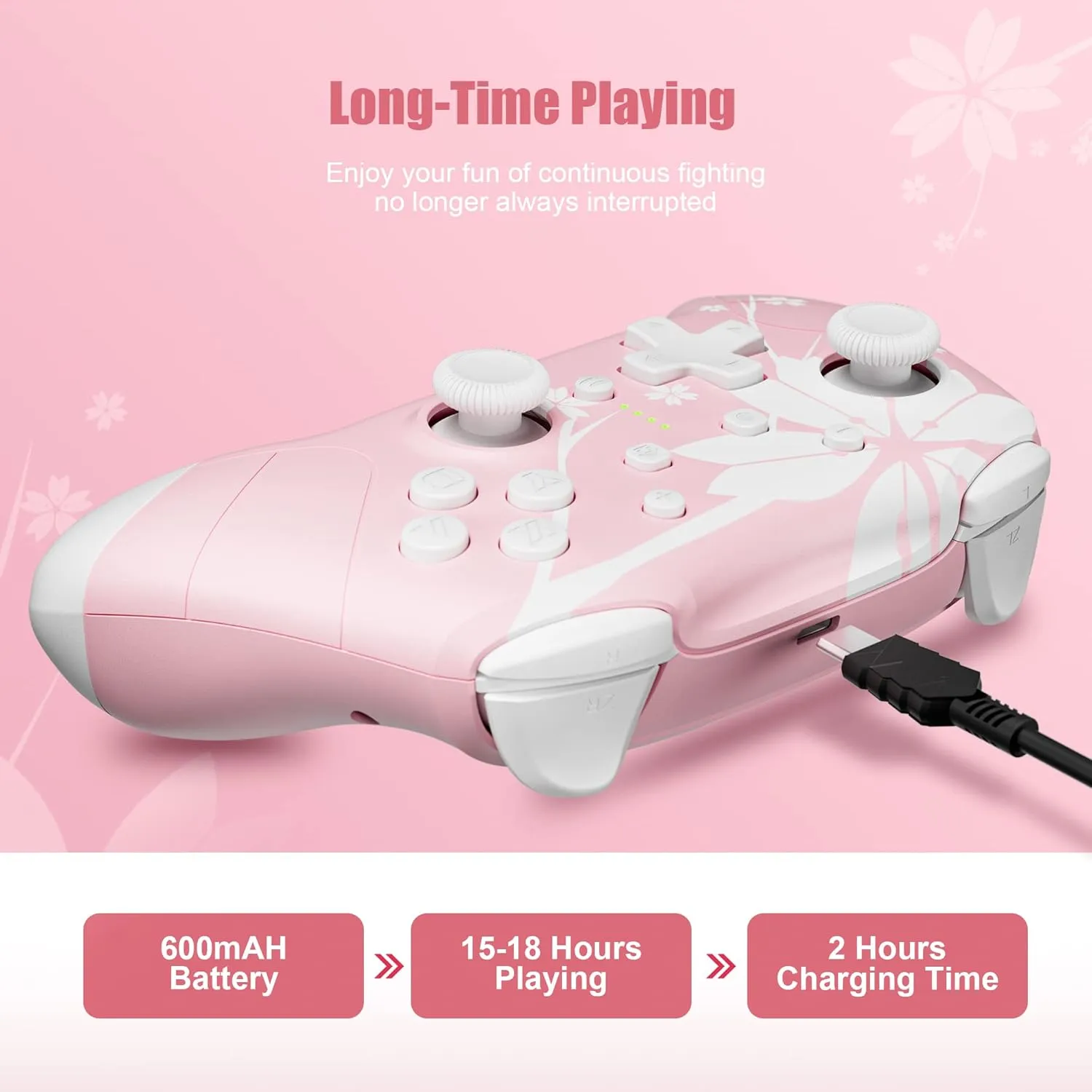 Mytrix Wireless Controller for Windows PC iOS Android Steam Deck, Bluetooth Controller with Programmable Buttons, Turbo & Vibration - Pink