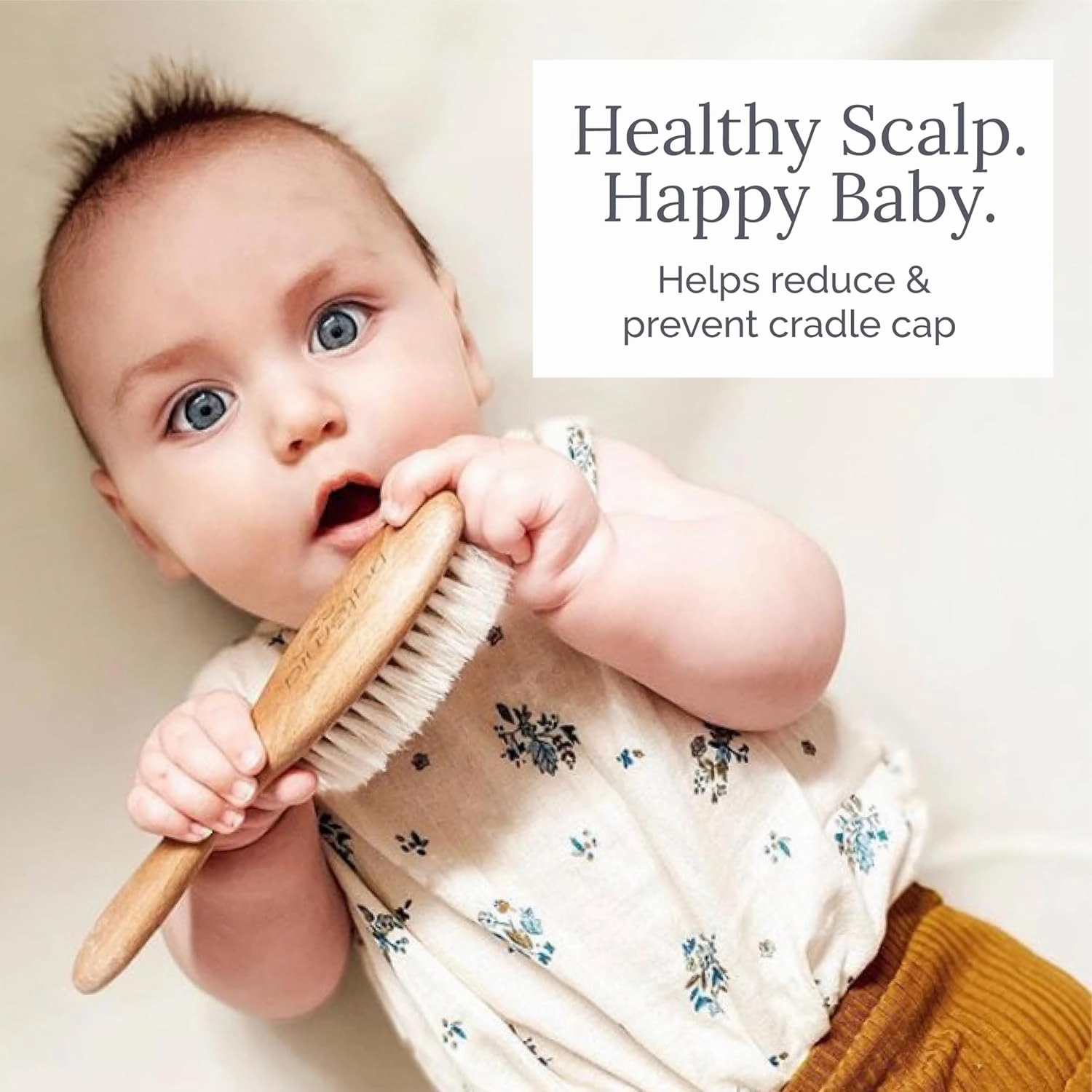 Natemia Soft Bristle Baby Hair Brush Set - 2 Pack Wooden Brushes for Newborns, Toddlers, and Baby Registry Gift