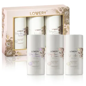 Natural Deodorant Set of 3, Aluminum Free, Vanilla Lavender, Vanilla Coconut, 48 Hr Protection for Women & Men