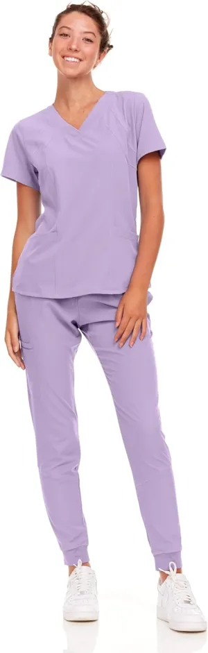 Natural Uniforms Womens Cool Stretch Jogger Scrub Set with Regular and Petite Sizes