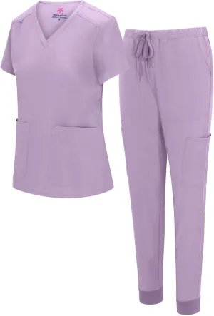 Natural Uniforms Womens Essential Cool Stretch Jogger Scrub Set with Regular and Petite Sizes