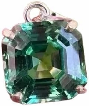 Natural 29.95 Ct Bluish Green Sapphire Gemstone 925 Solid Silver Pendant Asscher for Jewellery Making