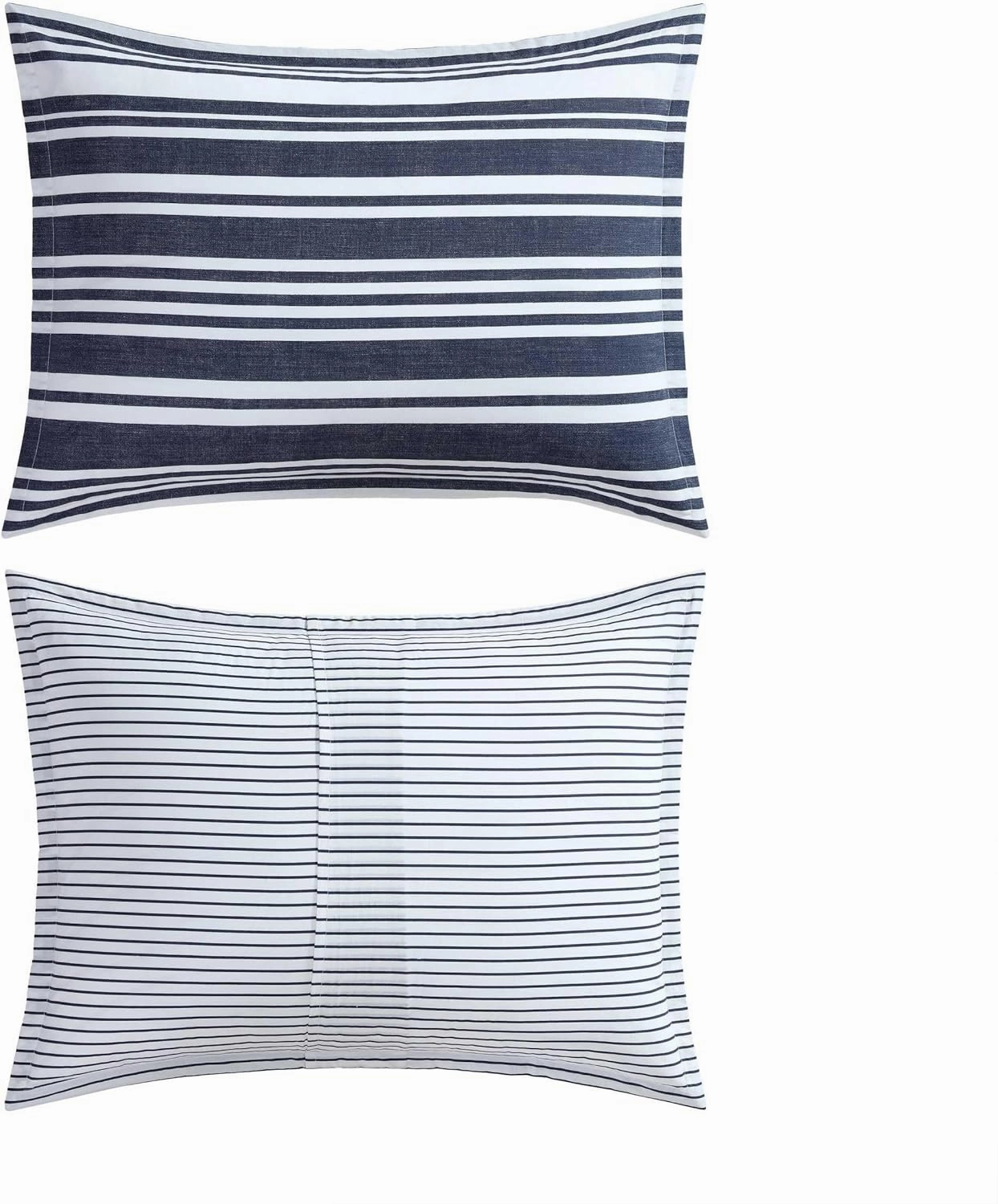 Nautica - Duvet Cover Set, Luxuriously Soft Bedding with Matching Shams, Button Closure, Intricate Relaxed Design (Coastline Stripe Blue, Full/Queen)