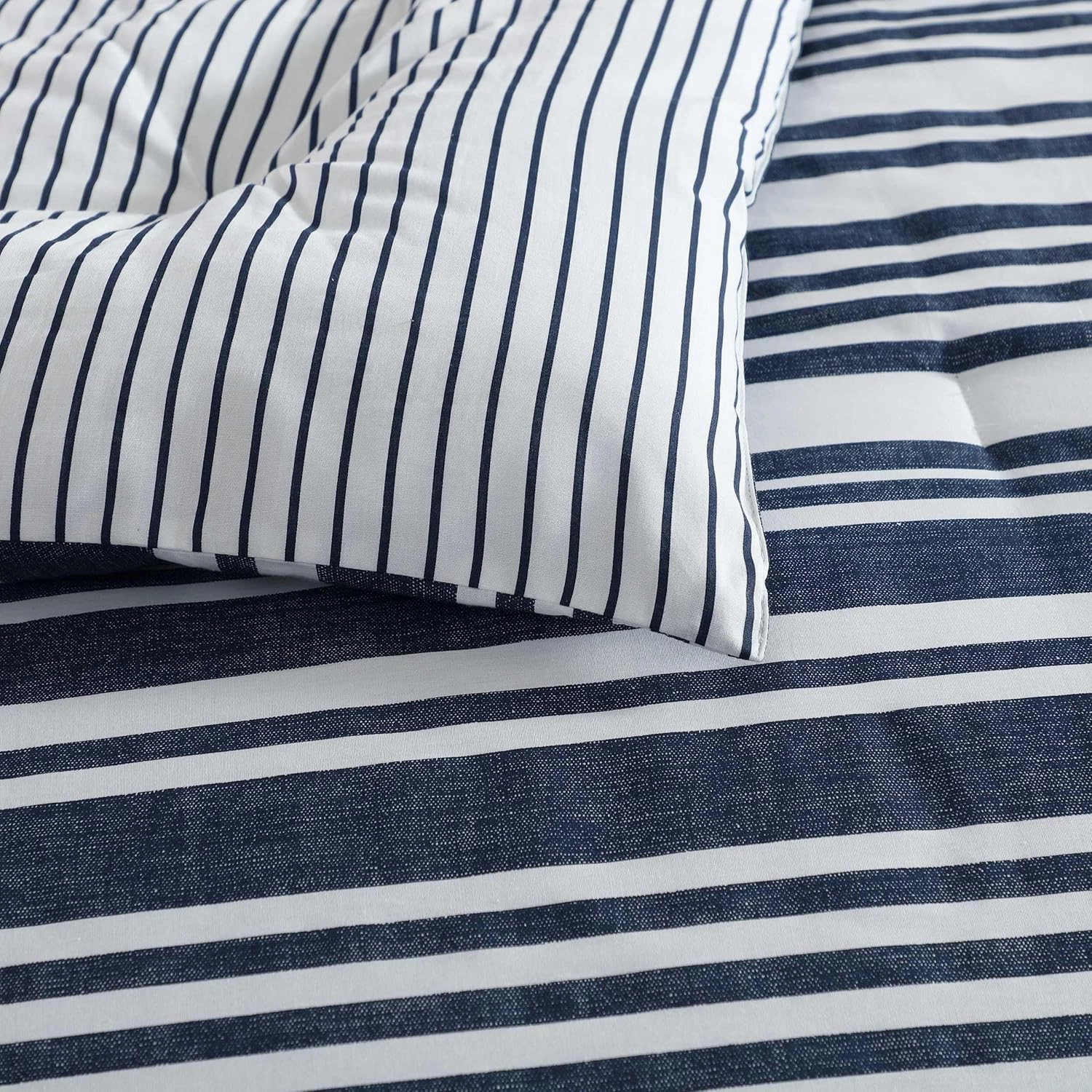 Nautica - Duvet Cover Set, Luxuriously Soft Bedding with Matching Shams, Button Closure, Intricate Relaxed Design (Coastline Stripe Blue, Full/Queen)