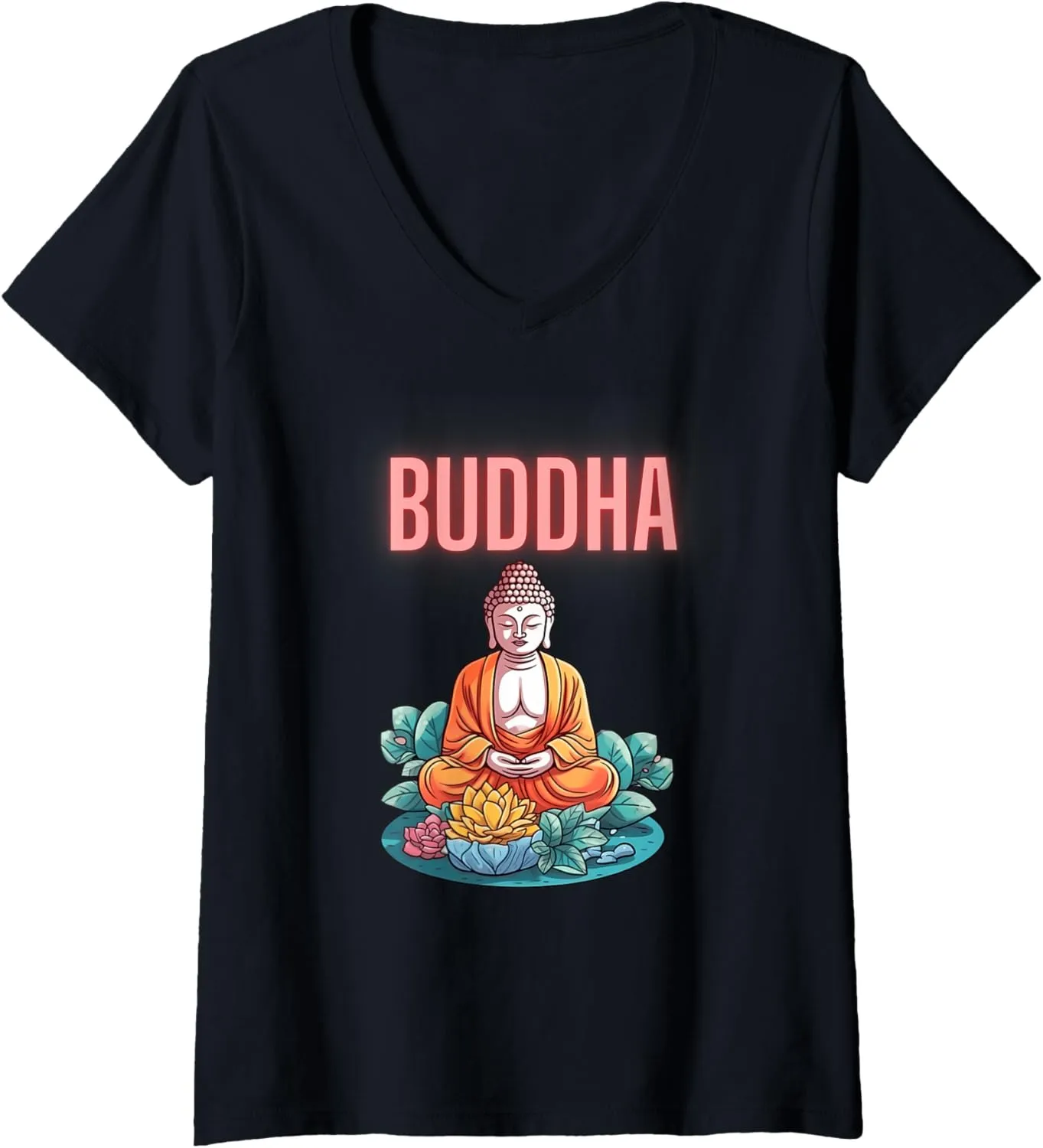 Neon Buddha V-Neck T-Shirt