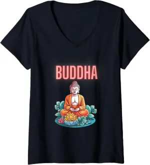 Neon Buddha V-Neck T-Shirt
