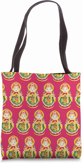 Nesting Dolls, Pink Russian Nesting Doll Tote Bag