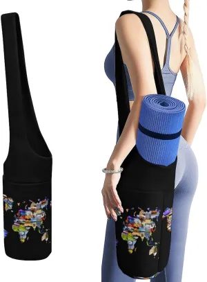 Niapessel Yoga Mat Bag, Yoga Mat Bags for Women, World Map Print Yoga Mat Holder Bag Carrier Large with Pockets Yoga Accessories Yoga Gifts for Women And Yoga Lover