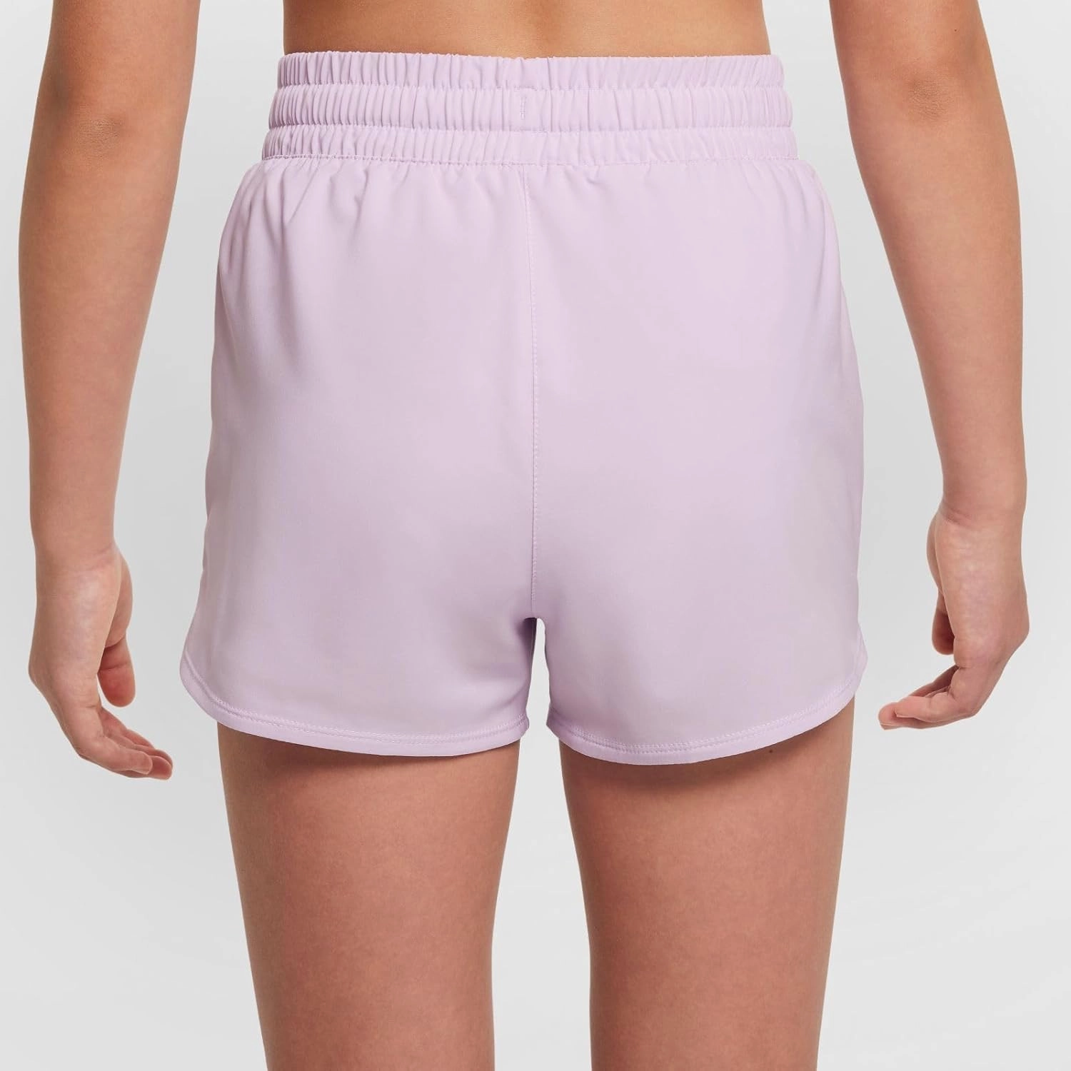 Nike One Big Kids' (Girls') Dri-FIT High-Waisted Woven Training Shorts (DX4967-537, Doll/White)