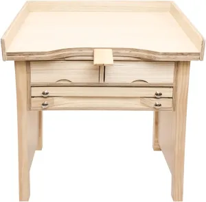 Noble Pack Signature Jewelers Bench - Heavy Duty Wooden Workbench with Drawers and Solid Wood Top for Jewelry Making