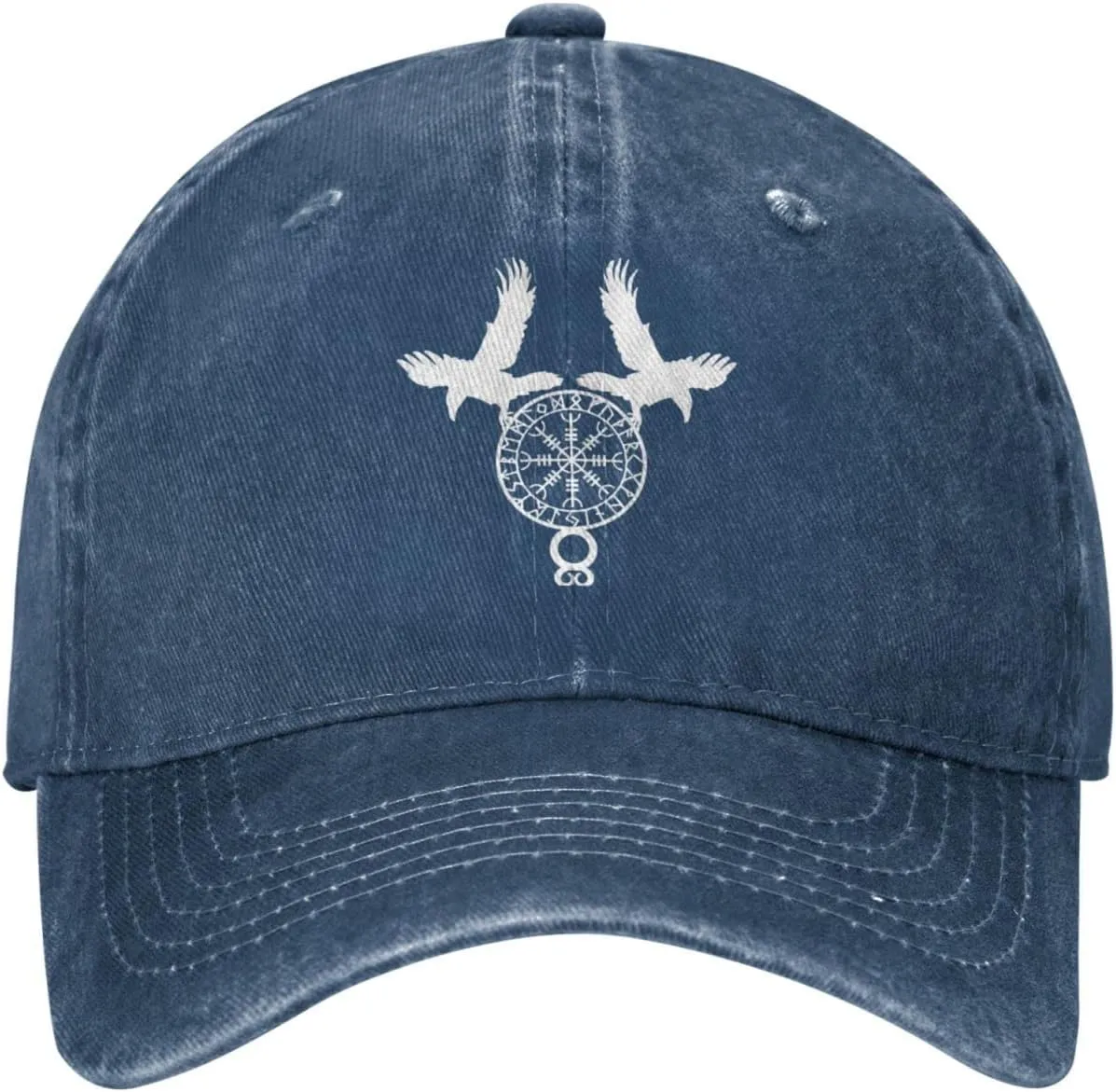 Norse Ravens Vegvisir Adjustable Cowboy Hat Outdoor Travel Casual Hat Sandwich Hat Washed Denim Hat