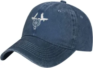 Norse Ravens Vegvisir Adjustable Cowboy Hat Outdoor Travel Casual Hat Sandwich Hat Washed Denim Hat