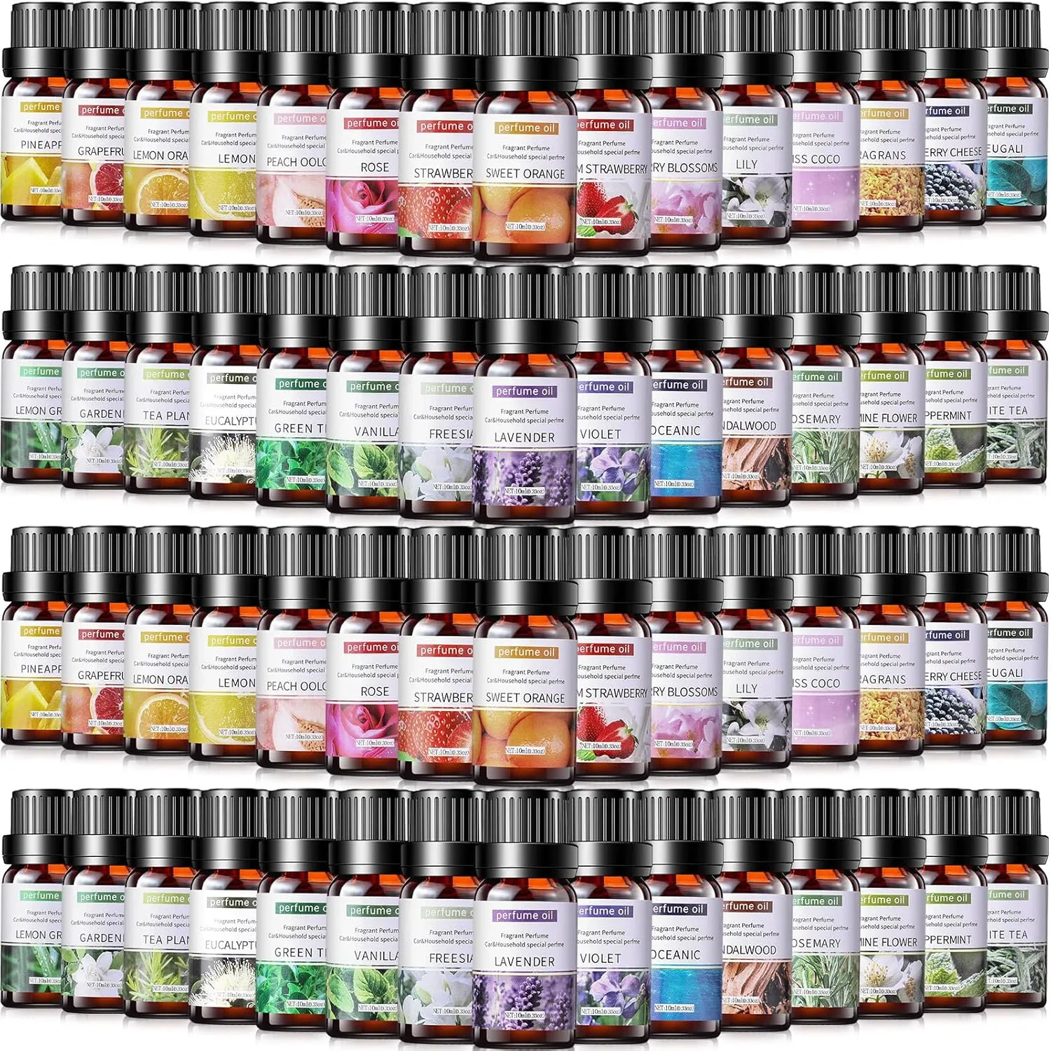Nuanchu 52 Pcs Essential Oils Set 10ml Natural Essential Oils Aromatherapy Kit for Diffuser Humidifier Aromatherapy-Oils for Candle Bath Bombs Making
