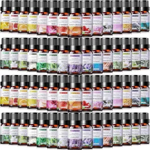 Nuanchu 52 Pcs Essential Oils Set 10ml Natural Essential Oils Aromatherapy Kit for Diffuser Humidifier Aromatherapy-Oils for Candle Bath Bombs Making