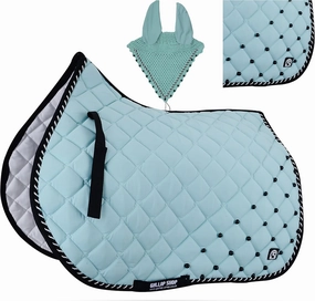 Numnah Saddle Pads with Matchy Bonnet Set with Jewel (Ship from USA)