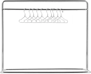 NUOBESTY Mini Iron Doll Clothes Rack with 10 Hangers, Dollhouse Furniture Accessories for Doll Clothes Storage and Display, Silver, 5.90 * 4.72 * 2.16inch