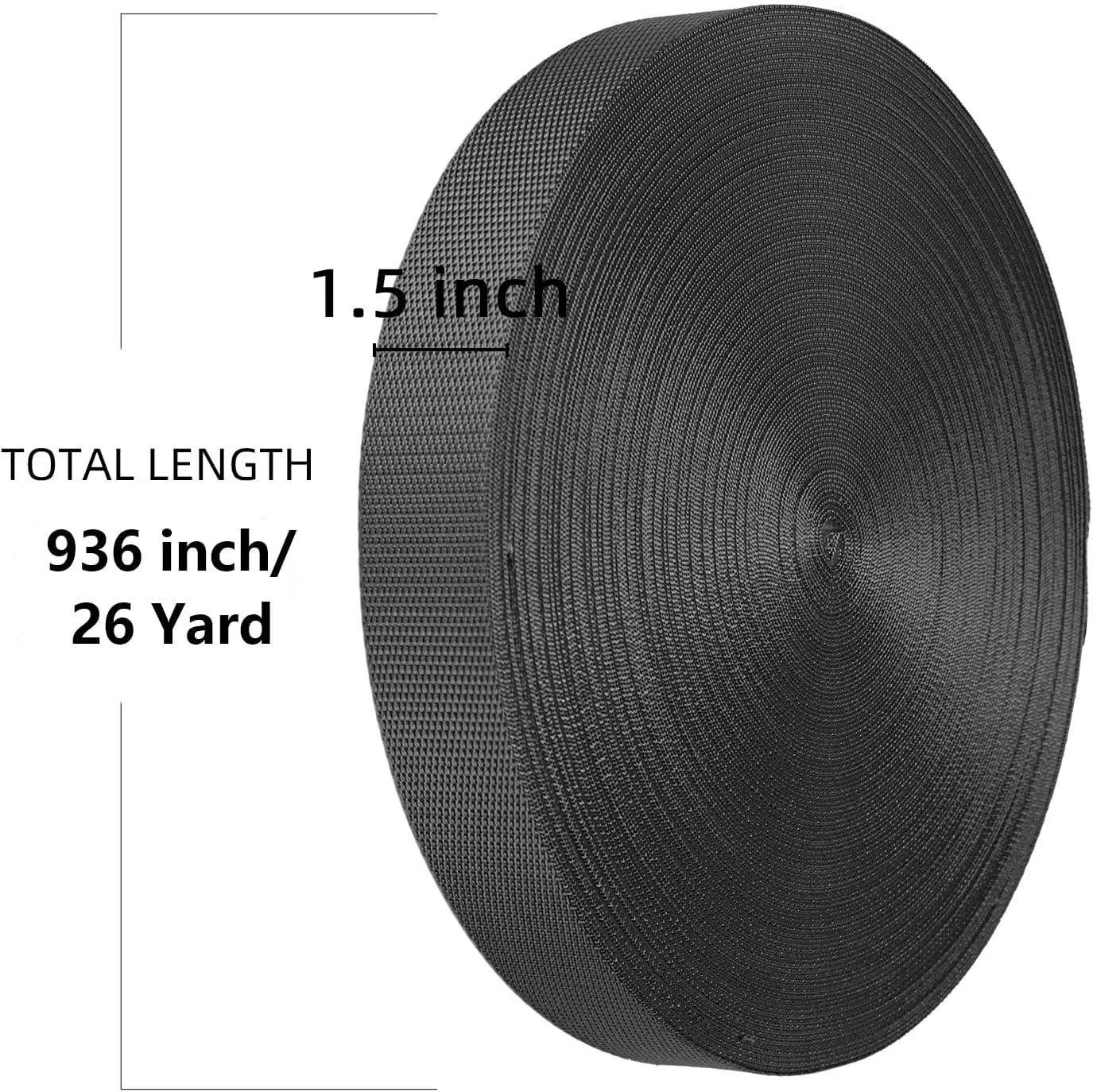 Nylon Webbing 1.5 Inch, Heavy Duty Nylon Webbing Strap 12 Yard,Durable Nylon Strapping for Indoor or Outdoor Gear, DIY Crafting, Repairing (Black, 1.5"-26 Yard)