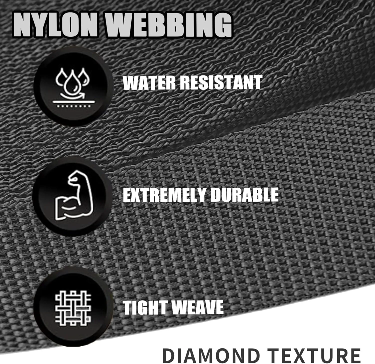 Nylon Webbing 1.5 Inch, Heavy Duty Nylon Webbing Strap 12 Yard,Durable Nylon Strapping for Indoor or Outdoor Gear, DIY Crafting, Repairing (Black, 1.5"-26 Yard)